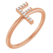 14K Rose .06 CTW Natural Diamond Initial F Ring