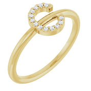 14K Yellow .05 CTW Natural Diamond Initial C Ring