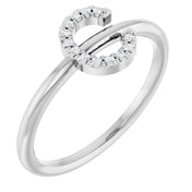 14K White .05 CTW Natural Diamond Initial C Ring