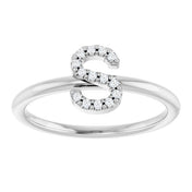 Sterling Silver .05 CTW Natural Diamond Initial S Ring