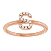 14K Rose .05 CTW Natural Diamond Initial S Ring