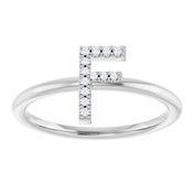 Sterling Silver .06 CTW Natural Diamond Initial F Ring
