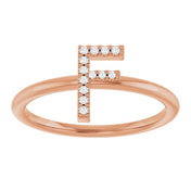 14K Rose .06 CTW Natural Diamond Initial F Ring