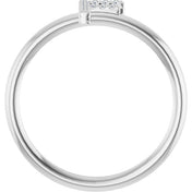 14K White .06 CTW Natural Diamond Initial F Ring