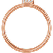 14K Rose .06 CTW Natural Diamond Initial F Ring