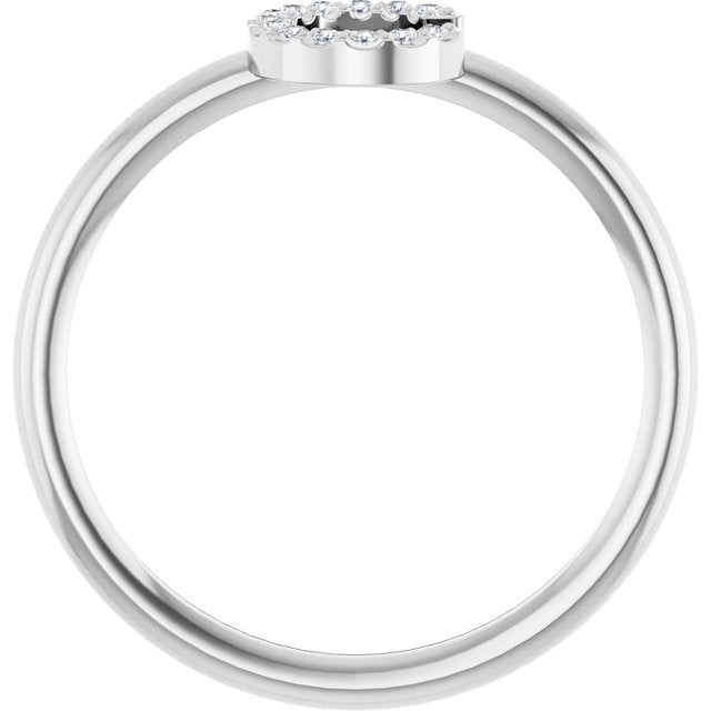 14K White .05 CTW Natural Diamond Initial C Ring