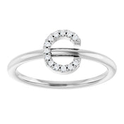 14K White .05 CTW Natural Diamond Initial C Ring