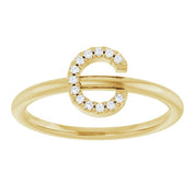 14K Yellow .05 CTW Natural Diamond Initial C Ring