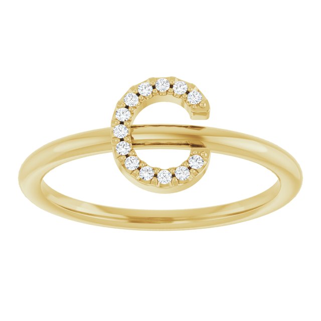 14K Yellow .05 CTW Natural Diamond Initial C Ring