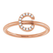 14K Rose .05 CTW Natural Diamond Initial C Ring
