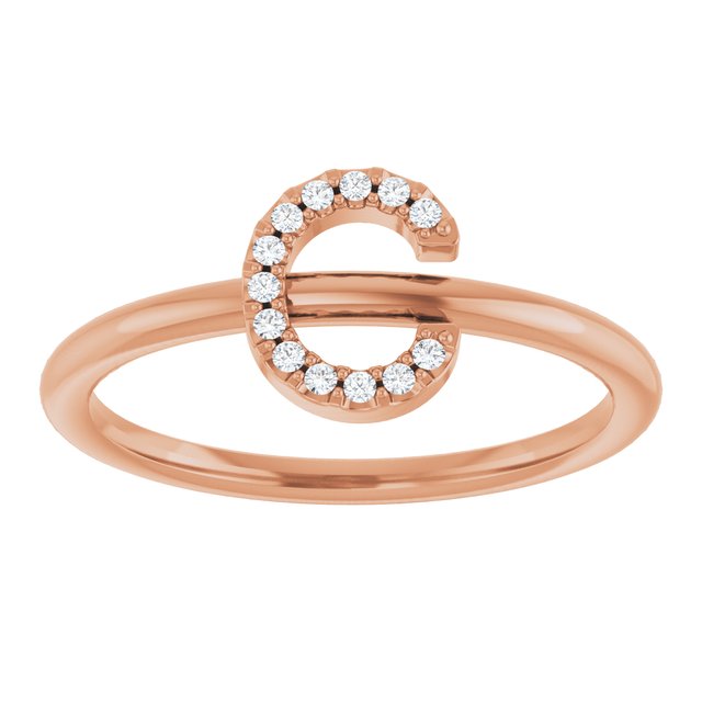 14K Rose .05 CTW Natural Diamond Initial C Ring