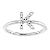 14K White .05 CTW Natural Diamond Initial K Ring