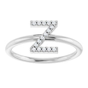 14K White .06 CTW Natural Diamond Initial Z Ring