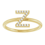 14K Yellow .06 CTW Natural Diamond Initial Z Ring