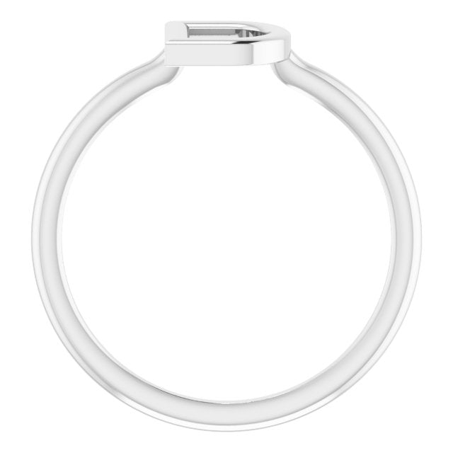 14K White Initial D Ring
