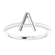 14K White Initial A Ring
