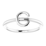 14K White Initial C Ring