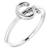 14K White Initial G Ring