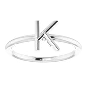 14K White Initial K Ring