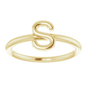 14K Yellow Initial S Ring