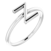 14K White Initial Z Ring