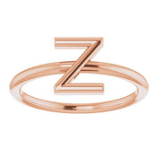 14K Rose Initial Z Ring