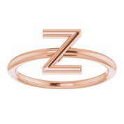 14K Rose Initial Z Ring