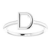 14K White Initial D Ring