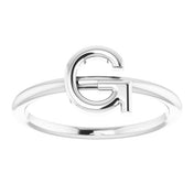 14K White Initial G Ring