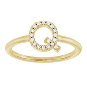 14K Yellow .08 CTW Natural Diamond Initial Q Ring