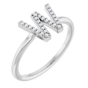 14K White .06 CTW Natural Diamond Initial W Ring
