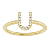 14K Yellow .05 CTW Natural Diamond Initial U Ring