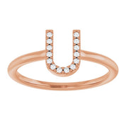 14K Rose .05 CTW Natural Diamond Initial U Ring
