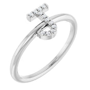 Sterling Silver .05 CTW Natural Diamond Initial J Ring