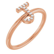 14K Rose .05 CTW Natural Diamond Initial J Ring