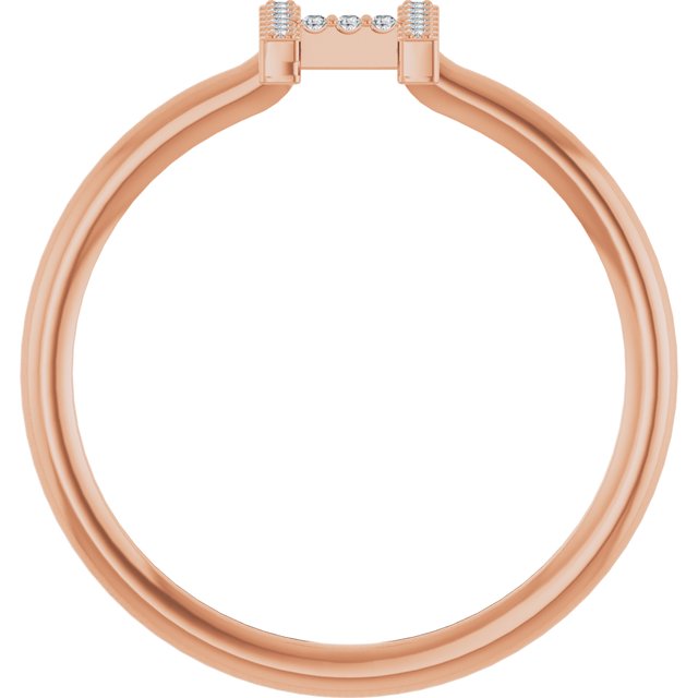 14K Rose .05 CTW Natural Diamond Initial H Ring