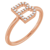 14K Rose .08 CTW Natural Diamond Initial B Ring