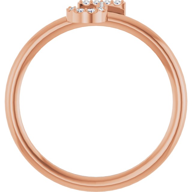 14K Rose .05 CTW Natural Diamond Initial J Ring