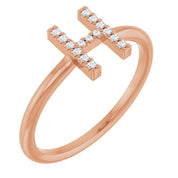 14K Rose .05 CTW Natural Diamond Initial H Ring