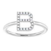 Sterling Silver .08 CTW Natural Diamond Initial B Ring
