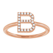 14K Rose .08 CTW Natural Diamond Initial B Ring