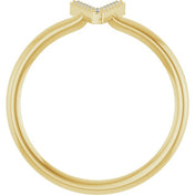 14K Yellow .03 CTW Natural Diamond Initial V Ring