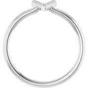 14K White .03 CTW Natural Diamond Initial V Ring