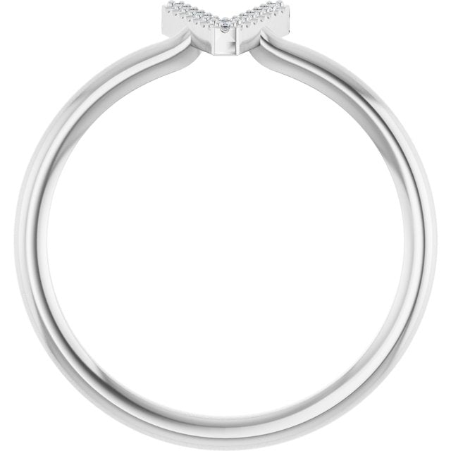 14K White .03 CTW Natural Diamond Initial V Ring