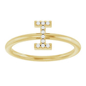 14K Yellow .04 CTW Natural Diamond Initial I Ring