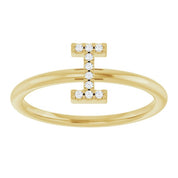 14K Yellow .04 CTW Natural Diamond Initial I Ring