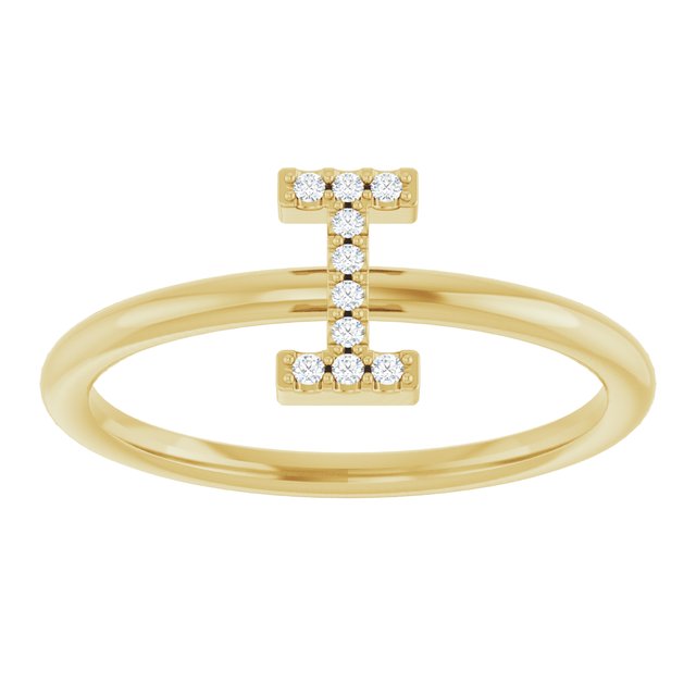 14K Yellow .04 CTW Natural Diamond Initial I Ring