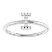 14K White .04 CTW Natural Diamond Initial I Ring