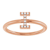 14K Rose .04 CTW Natural Diamond Initial I Ring