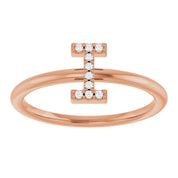 14K Rose .04 CTW Natural Diamond Initial I Ring